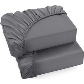 Utopia Bedding Fitted Sheet Double (2 Pack), Grey - Deep Pocket 14 inch (35 cm) - Easy Care - Soft Brushed Microfibre Fabric - Shrinkage and Fade Resistant - Bottom Sheet