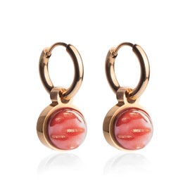 Kleine Roségold Creolen mit Anhänger • 18k vergoldete Edelstahl Ohrringe mit Charm in rot zum Wechseln • nickelfrei & wasserfest • MIX AND MATCH • Ø 12 mm
