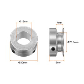 sourcing map Single Groove Pulley 16 mm Fixed Bore 30 mm Outer Diameter Aluminium Alloy with Hex Key for Drill 6 mm PU Round Belt