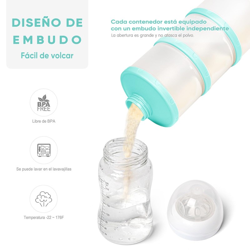 Dispensadores de Leche en Polvo Apilable Recipientes de Comida Bebé