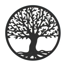 CONTRAXT Tree of Life Wall Decoration Wooden Tree of Life Wall Decoration Tree of Life Spiritual Decoration Wall Wood Vintage Garden Decoration Meditation 3D Mandala Wall Picture (Tree of Life, Black)