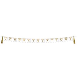 Beistle 5 Congratulations Tassel Streamer, 13" x 13', White and Gold