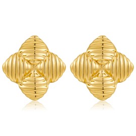 HolidayQbee Gold Studs Square Earrings For Women Statement Earrings Consists Of Four Squares Chunky Textured Stud Earrings Fashion Chic Studs Jewelry