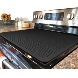 YUHFERA Stove Top Cover for Electric Stove - Silicone Stove Mat for Glass Top, Glass Cooktop Protector, XL Dish Drying Mats For Kitchen,Oven Covers for Electric Stove (Black,28 x 20)