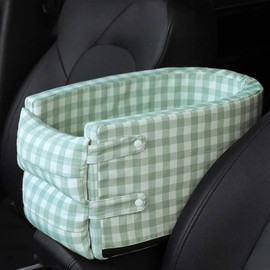 Generic Waggle Portable Pet Nonslip Car Seat with Seat Belt (Green White, Free Size)