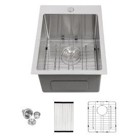 10 Inch Deep Above Conter Sink 16 Gauge Brushed Nickel 15x20 Drop in 304 Stainless Steel Single Bowl Kitchen SinkColor: Brushed Nickel, Material: Stainless Steel