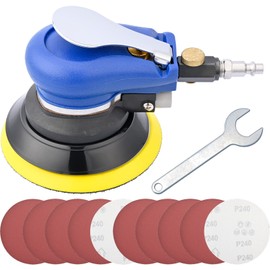 5 Inch Air Random Orbital Sander, Pneumatic Palm Sander tool with 10 Pcs Sandpapers, Air Sanders For Auto Body Work By Bowd