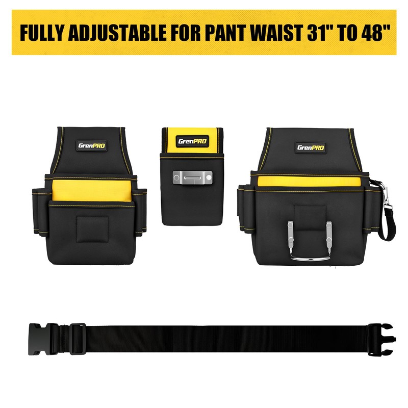 GRENPRO Magnetic Tool Belt for Men, 29 Pocket Carpenter Tool