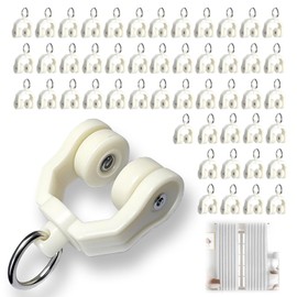 50 Pcs Curtain Track Gliders Rollers, Curtain Track Rollers, Ceiling Curtains Tracks for Plastic Rails – Supports Heavy Drapes, Flexible Bendable for Windows Shower Curtains Tracks