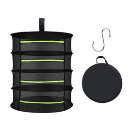 QINGHEC Drying Net for Herbs, 4-Layer Herb Dryer with Zip, Foldable Drying Nets for Hanging Herbs, Spices, for Outdoor, Breathable Net