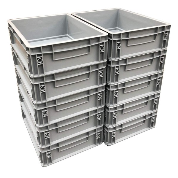 10 x 10 Litre Heavy Duty Plastic Stacking Euro Storage