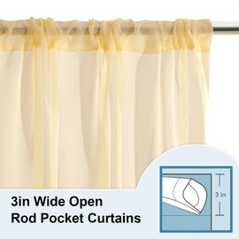 LOYOLADY Amber Yellow Sheer Curtains 96 inches Long 2 Panels Set Bedroom Sheer Curtains Sheer Curtain for Living Room 52" W x 96" L