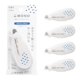 Tombow CT-CAX5C26L-5P Mono Pencil Correction Tape, Refill Type, 0.2 inch (5 mm) Wide, Main Unit, Milk White, Set of 5
