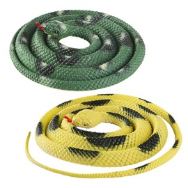 2本 ヘビ おもちゃ 鳥よけ 鳩よけ いたずらグッズ 蛇 リアル 120CM ゴム製のヘビ ヘビの模型 偽のヘビ ホラーおもちゃ（グリーン+黄色）