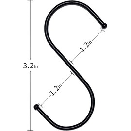 Hgminwarm S-Shaped Hooks 20 Packs of 3.2 Inches Black, Heavy Metal S-Shaped Hooks, Suitable for Kitchen, Bathroom, Office, Garden or Outdoor Activities