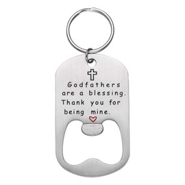 Melix Home Godfather Gifts Godfathers are a blessing .Thank You or Being Mine Bottle Opener Keychain (White)