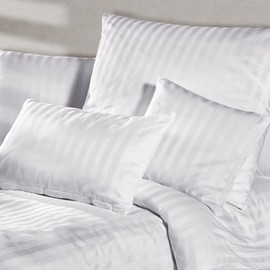 Pure Label Mako Satin Damask Striped Pillowcase 40 x 80 cm, 100% Cotton in White, Incredibly Soft Cushion Cover, Matches Our Bed Linen Sets