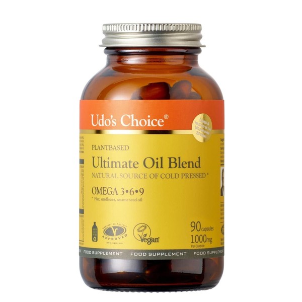 Udo's Choice Ultimate Oil Blend Capsules - Natural Source of Vegan Omega 3, 6 & 9 – Plant-Based – Supports Optimum Health – Convenient Capsule Format - 90 Vegecaps - 45 Servings
