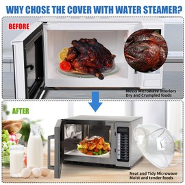 WENWELL Microwave Splatter Cover with Water Steamer, 12 Inch, Foldable Dish Bowl Plate Serving Lid, BPA-Free Clear Plastic, Protects Food Splashes