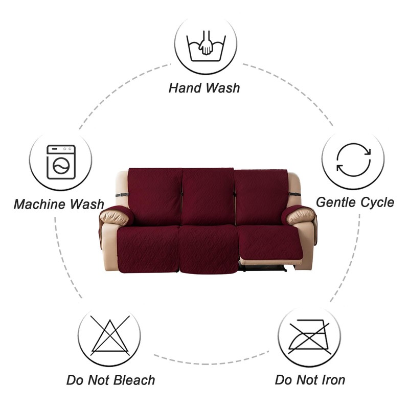 Genina Waterproof Reclining Couch Cover for 3 Seater Non-Slip, Washable