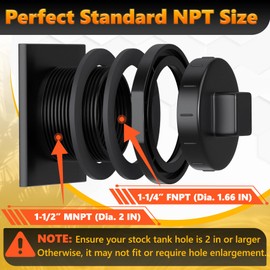 Stock Tank Drain Plug Fit for rubbermaid Commercial 50 70 100 150 300 Gallon Stock Tanks(≥ 2 in Holes), Stock Tank Plug, Water Tank Plug for rubbermaid Stock Tank Five Year Free Replacement