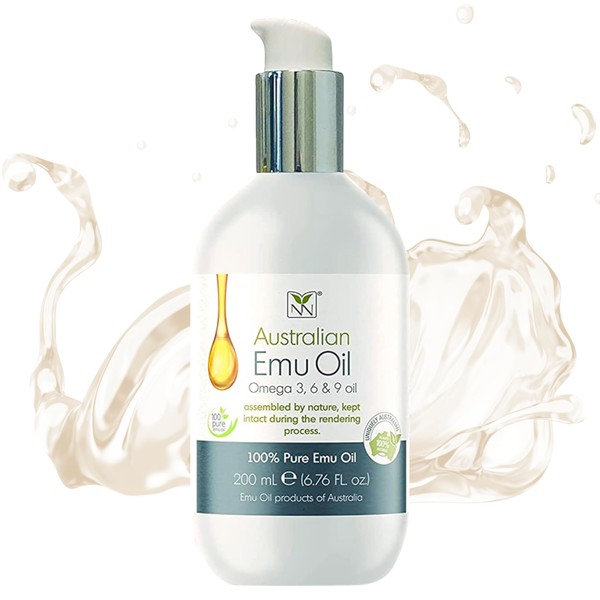 Emu Oil for Skin & Hair - Scalp, Nails, Hair, Face and Body Oil Infused with Omega 3, 6, 9, Vitamins, & Minerals - 60mL Unscented Body & Face Serum for Fine Lines, Stretch Marks, Dry Lips & Cuticles
