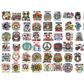 102 PCS Individually Wrapped Groovy 70s Temporary Tattoo for kids - Flower Power Good Vibes Retro Cute Temporary for Girls Boy Body Arm Shoulder Cute Tattoos Stickers, Birthday Party Supplies Gifts for Kids