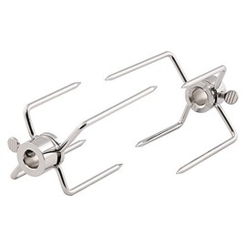 BBQ-Toro Meat Needles (Pack of 2) | Meat Needle with Locking Screw | Meat Clip for Rotisserie Double Meat Claw | Grill Fork | Meat Clips for Chicken, Shashlik and Much More