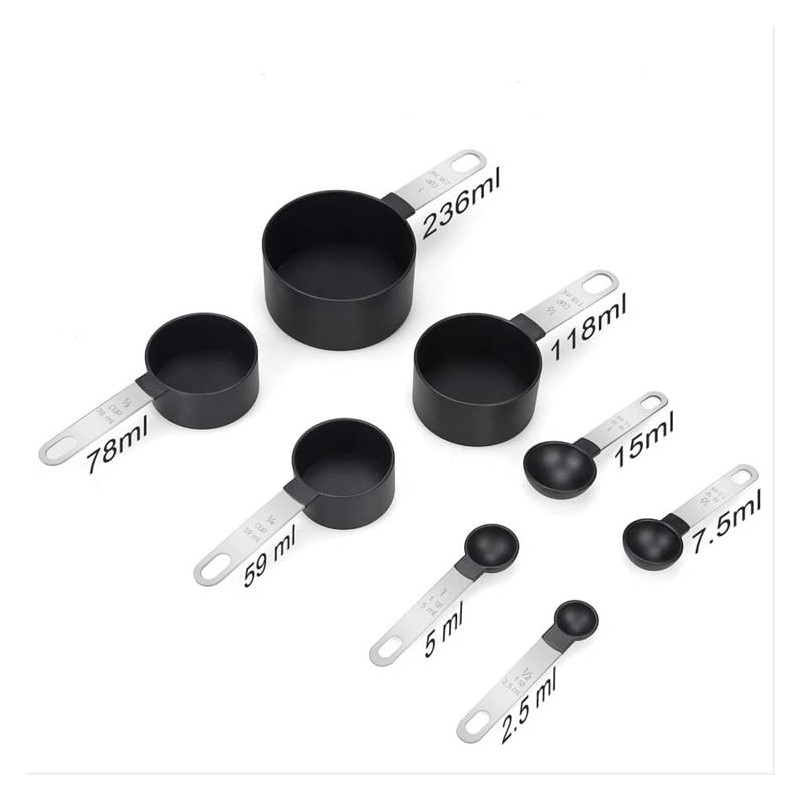 black Measuring Tools 8-Piece - 4 Measuring Cups / 4