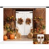 Kate Fall Photo Backdrop Haystack Autumn Barn Door Thanksgiving Backdrops