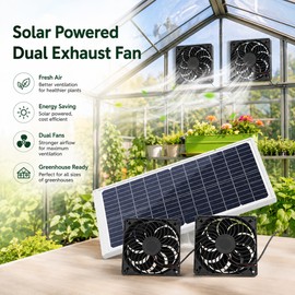 Solar Dual Exhaust Fan for Outdoor Ventilation – 30W Waterproof Air Extractor for RVs, Greenhouses and Sheds