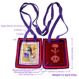 MERCILIA MEISHILAI 3*2.4″ Marie Julie Jahenny Made of Wool Purple Scapular of Benediction and Protection Scapulars Catholic Necklace Devotional Gifts Escapulario Morado Escapularios Catolicos Wear or Display in Home