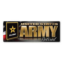 Army Retired Chrome Bumper Strip Magnet by Magnet America Is 2.875" x 7.75" Made for Vehicles and Refrigerators