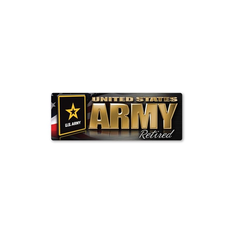 Army Retired Chrome Bumper Strip Magnet by Magnet America Is