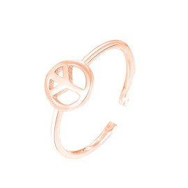 CHAKRA HEALING REIKI CHR Antiwar Peace Symbol Ring Peace Sign No War Adjustable Ring Rose Gold Silver Open Ring for Women Men, Copper, No Gemstone