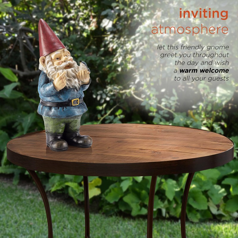 Alpine Corporation 12" Tall Outdoor Garden Gnome with Bird Yard