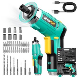 GRENPRO Cordless Electric Screwdriver Set Rechargeable, 3.6V Cordless Screwdriver Kit, with 44pcs Accessories, 16 Torque Settings, 2-Position Handle with LED, 5Nm for Home, DIY, Crafts