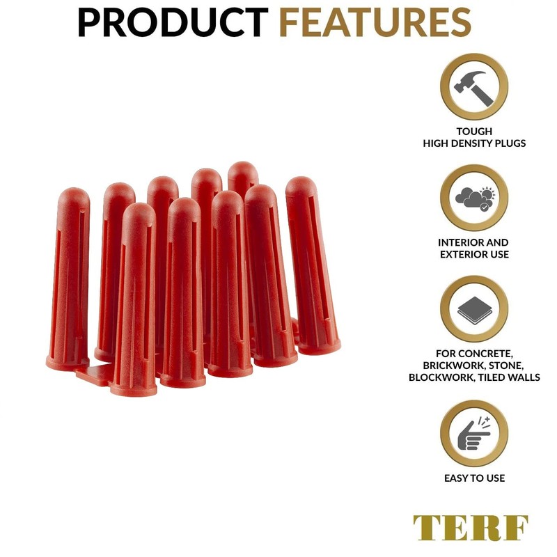 TERF® Premium Quality Red Wall Plugs - 6mm x 30mm