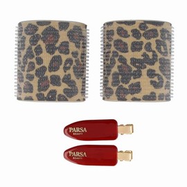 PARSA Beauty HAIR HERO Hair Rollers and Clips Set, Leopard Look, Heat-Free, Voluminous Curls, Red