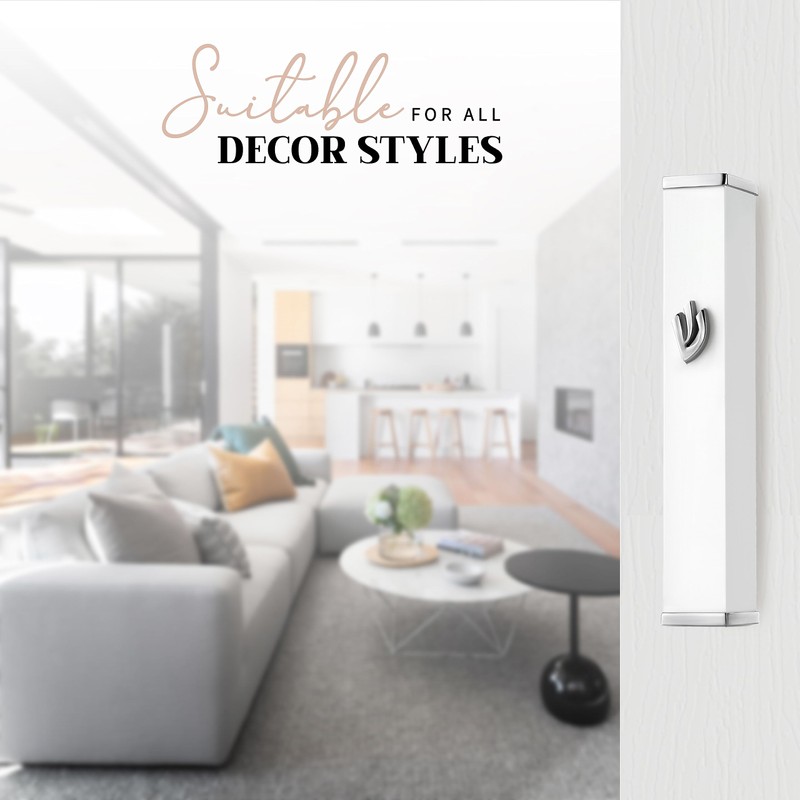 SURI White Modern Mezuzah Case,Self Stick Mezuzah with Scroll for