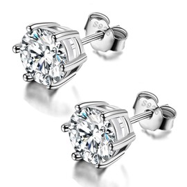 925 Sterling Silver Cubic Zirconia Earrings 3mm-8mm Options 6 Prong Solitaire CZ Stud Earring Hypoallergenic Jewellery (3mm)