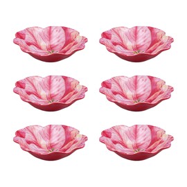 UPware Joyful Holiday Melamine Bowl Set, Flower Shaped Bowls for Pasta, Rice, Soup, and Salad, BPA-Free, Dishwasher Safe, Shatter-Proof, Pink, 8 Inch, Set of 6