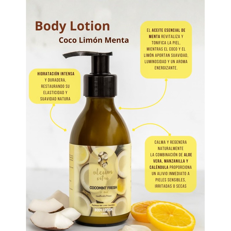 Crema Corporal Oleum Vitae Cocomint Fresh Coco Limón Menta 250