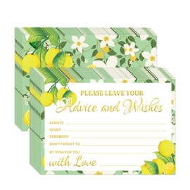 Pop Resin Lemon Advice and Wishes Cards Bridal Shower Advice & Wishes 4 x 6 Inch - Lemon Wedding Advice Cards Guestbook Thank You Cards for the Mr & Mrs, Bride and Groom 50 Pack