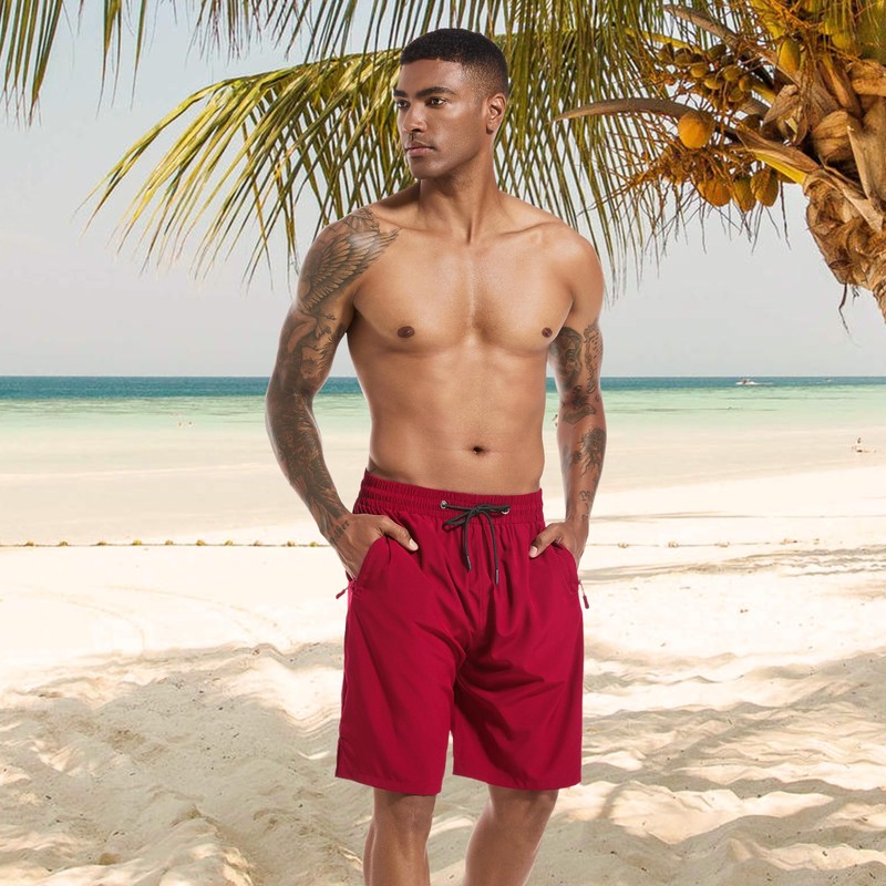 Mens Swim Trunks with Compression Liner, Mens Bathing Suit Mens