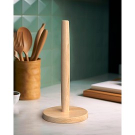 KitchLife Wooden Paper Towel Holder Countertop, Fits Jumbo Roll - Solid Beechwood Paper Towel Dispenser Stand with Wide Anti-Skid Base