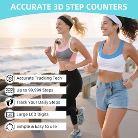 Simple Pedometer for Walking, Accurate Step Tracker with Carabiner, 3D Step Counter for Men Women Kids Seniors, Accurate Step Tracker with Carabiner