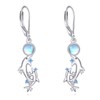 KZX Dolphin Earrings Sterling Silver Moonstone Dolphin Dangle Drop Earrings