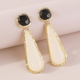 Long Teardrop Earrings for Women Gold Plated Exggerated Bohemian Resin Earrings for Girls Triangle Drop Rhinestone Earrings for Birthday Thanksgiving Christmas Gift