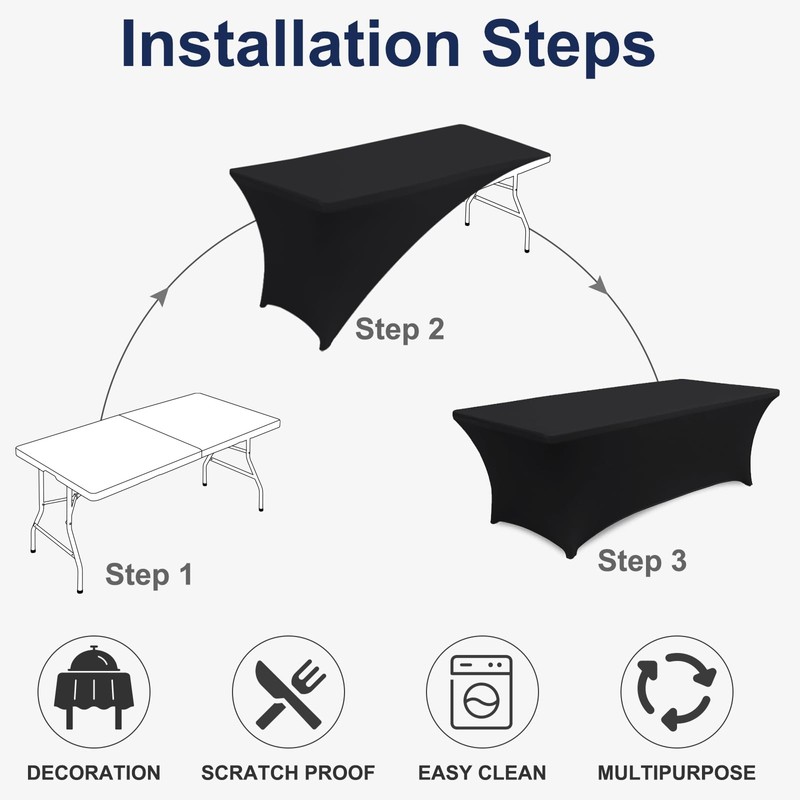 ABCCANOPY 2 Pack 6 ft Spandex Tablecloths Stretch Table Cover